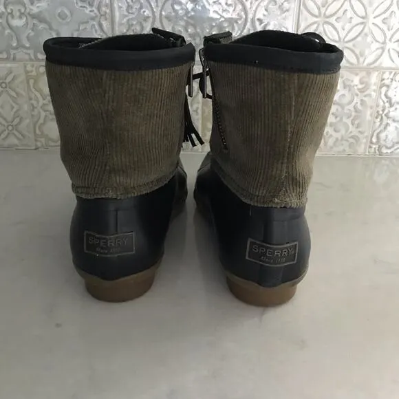 Sperry Saltwater Tassel Corduroy Duck Boots Women's sz 6