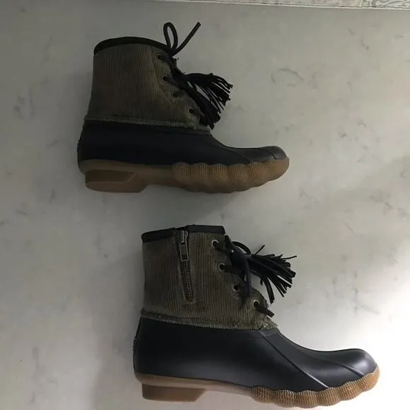 Sperry Saltwater Tassel Corduroy Duck Boots Women's sz 6