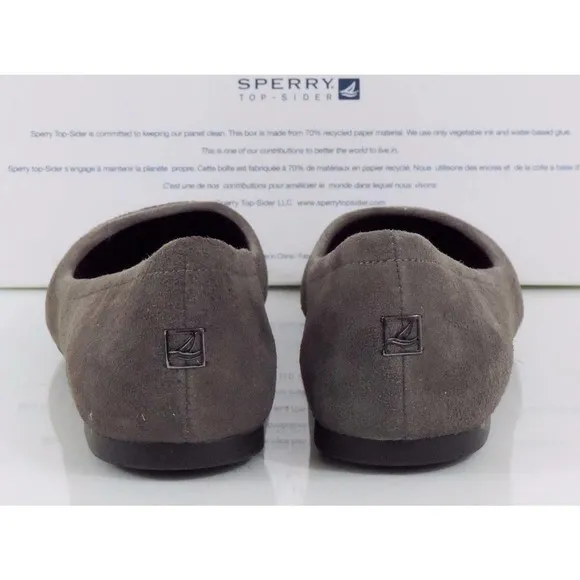 Sperry Top Sider Annabelle Glitter Cap Toe Ballet Flat Shoes Grey Suede Size 6