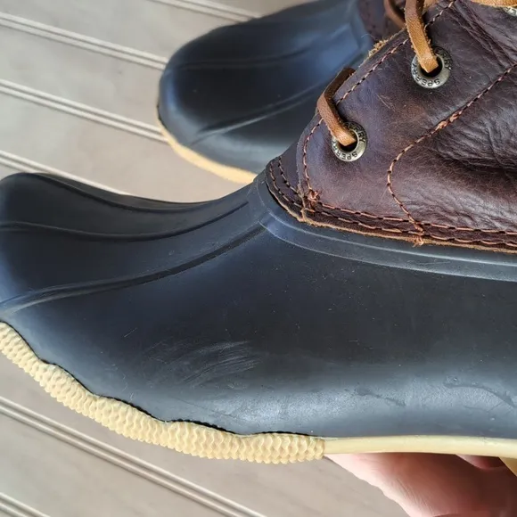 Sperry Top Sider Women's Size 7 M Rubber Leather Saltwater Duck Rain Ankle Boots