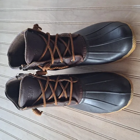 Sperry Top Sider Women's Size 7 M Rubber Leather Saltwater Duck Rain Ankle Boots