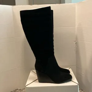 Splendid Black Suede Wedge Heel Boots