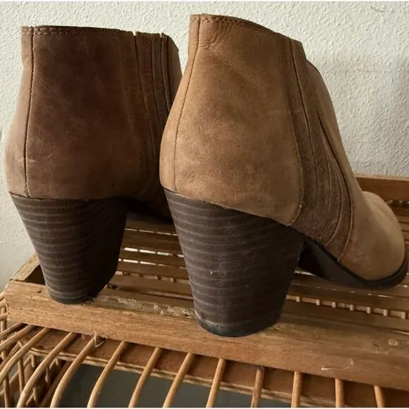 Splendid Booties Suede Bootie Addie Ankle Boots Nubuck Leather Tan Beige western