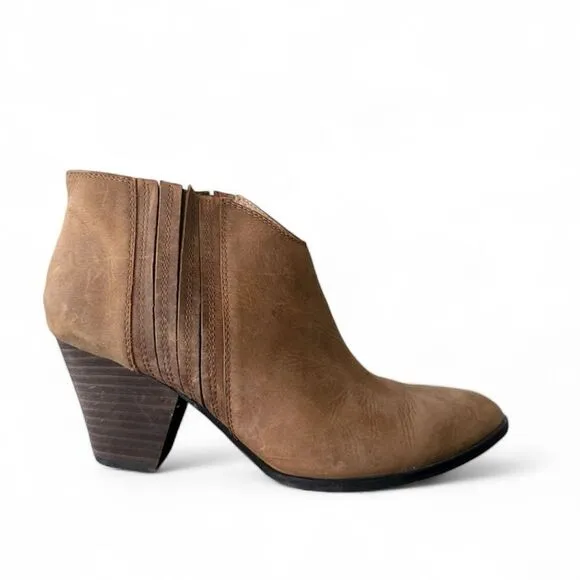 Splendid Booties Suede Bootie Addie Ankle Boots Nubuck Leather Tan Beige western