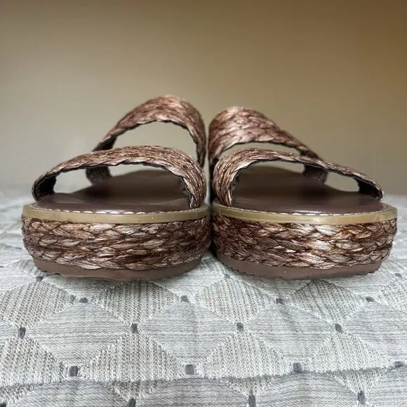 Splendid Goldi Braided Espresso Brown Raffia Sandals Women 9 Platform Wide Strap