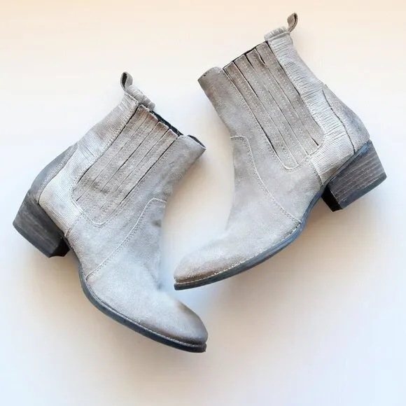 Splendid Grey Suede Leather Western Cowgirl / Cowboy Ankle Boots / Booties Sz. 8