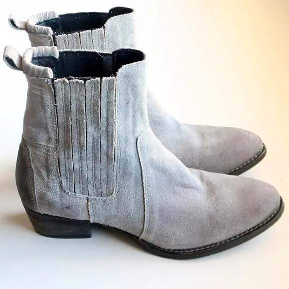 Splendid Grey Suede Leather Western Cowgirl / Cowboy Ankle Boots / Booties Sz. 8