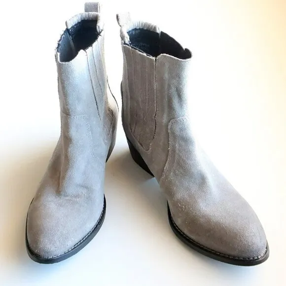 Splendid Grey Suede Leather Western Cowgirl / Cowboy Ankle Boots / Booties Sz. 8