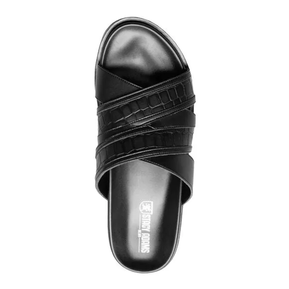 Stacy Adams Men's Mondo Open Toe Slide Sandals Black Size 12