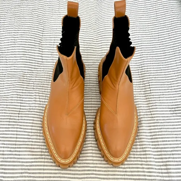 Stella McCartney Emilie Platform Boots in Cuoio/Black