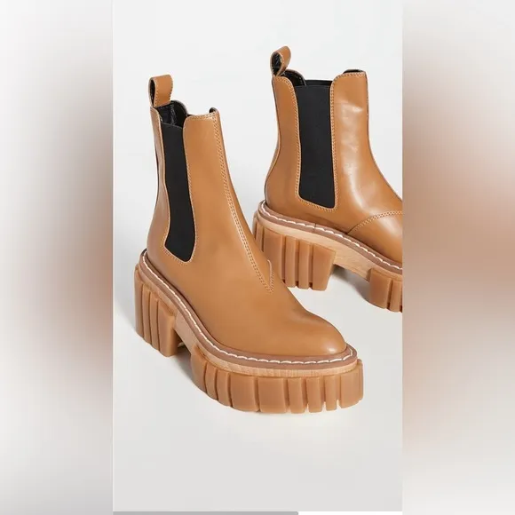 Stella McCartney Emilie Platform Boots in Cuoio/Black