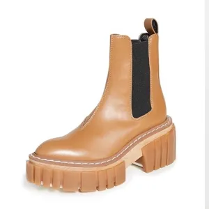 Stella McCartney Emilie Platform Boots in Cuoio/Black