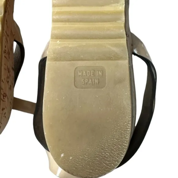 Stella McCartney Size 39 Cork Wedge Sandals Faux Leather Beige Summer