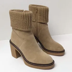 Steve Madden Cashmir Sweater Booties, Tan Suede, Women's 6.5