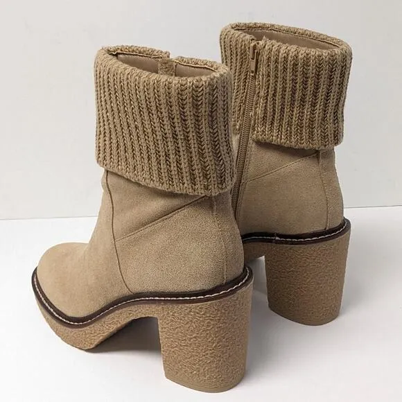 Steve Madden Cashmir Sweater Booties, Tan Suede, Women's 6.5