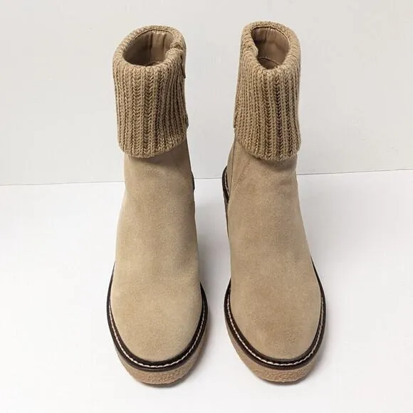 Steve Madden Cashmir Sweater Booties, Tan Suede, Women's 6.5