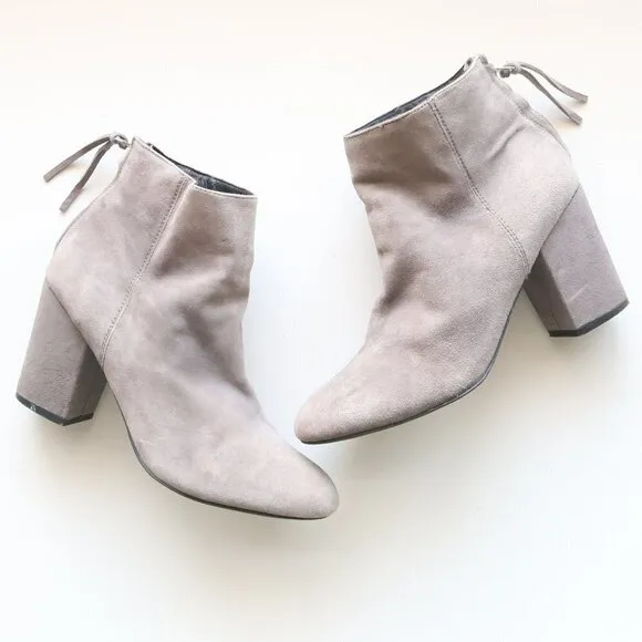 Steve Madden Cynthia Grey Suede Leather Block Heel Ankle Boots / Booties Size 9