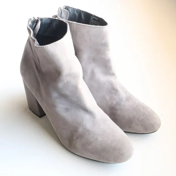 Steve Madden Cynthia Grey Suede Leather Block Heel Ankle Boots / Booties Size 9