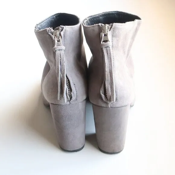 Steve Madden Cynthia Grey Suede Leather Block Heel Ankle Boots / Booties Size 9