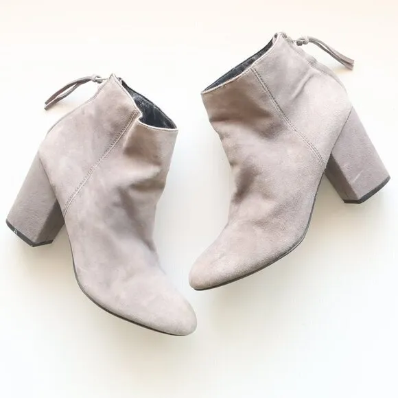 Steve Madden Cynthia Grey Suede Leather Block Heel Ankle Boots / Booties Size 9