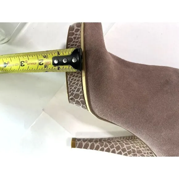 Steve Madden Knee High Boots Taupe Suede Platform Sexy Ruffle Lilianna Size 7