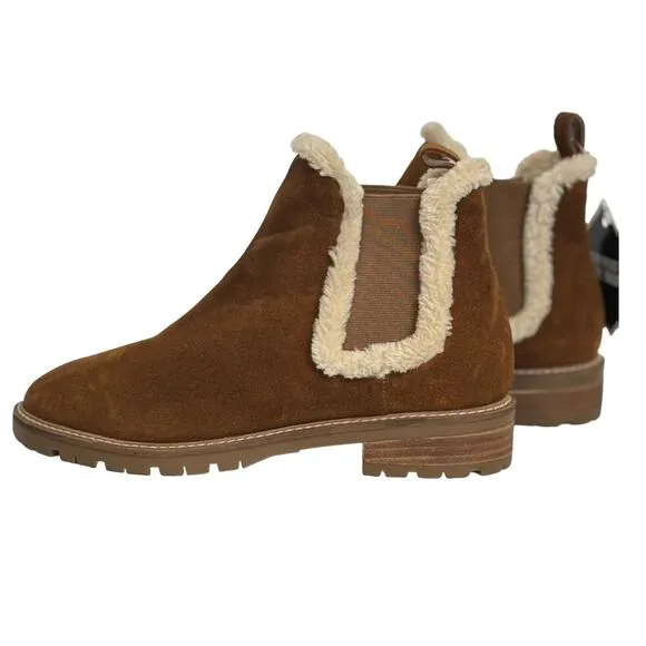 Steve Madden  Leopold Faux Fur Water Resistant Boot in Camel Suede NEW Size 9.5