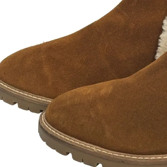 Steve Madden  Leopold Faux Fur Water Resistant Boot in Camel Suede NEW Size 9.5