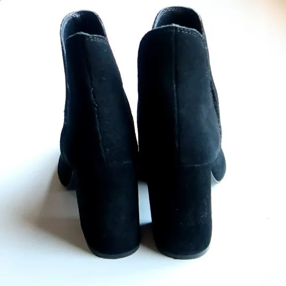 Steve Madden Rookie Black Suede Leather Block Heel Ankle Boots Booties Size 8