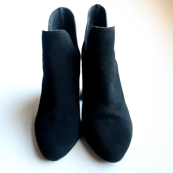 Steve Madden Rookie Black Suede Leather Block Heel Ankle Boots Booties Size 8