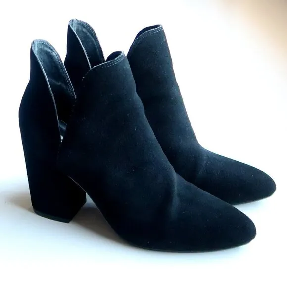 Steve Madden Rookie Black Suede Leather Block Heel Ankle Boots Booties Size 8