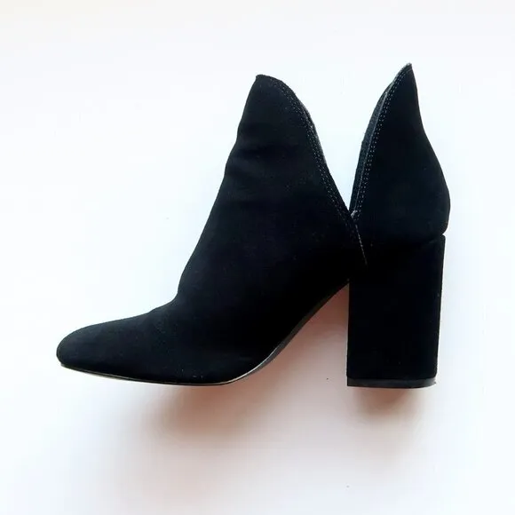 Steve Madden Rookie Black Suede Leather Block Heel Ankle Boots Booties Size 8
