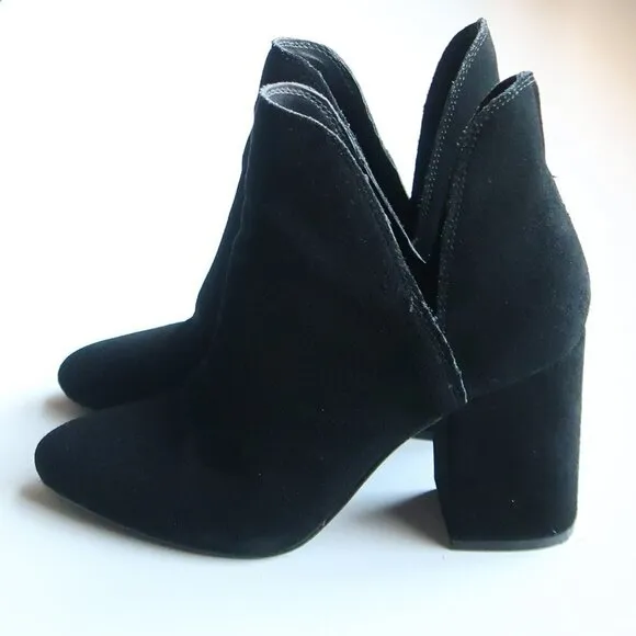 Steve Madden Rookie Black Suede Leather Block Heel Ankle Boots Booties Size 8