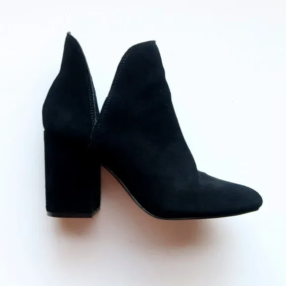 Steve Madden Rookie Black Suede Leather Block Heel Ankle Boots Booties Size 8