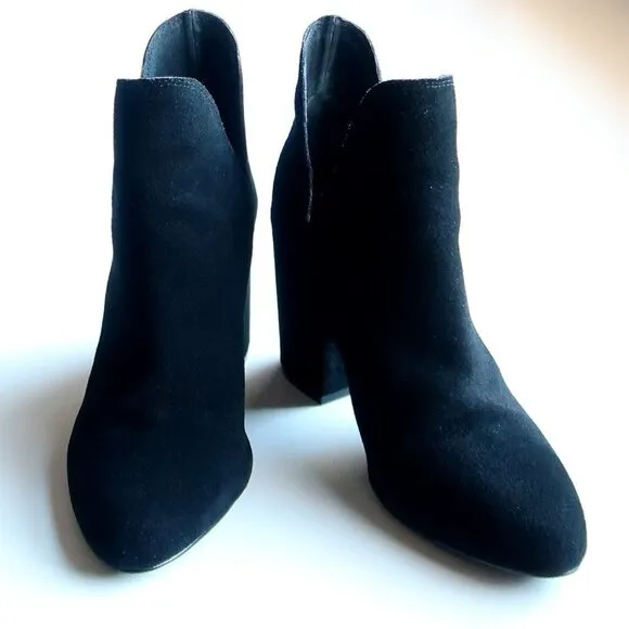 Steve Madden Rookie Black Suede Leather Block Heel Ankle Boots Booties Size 8