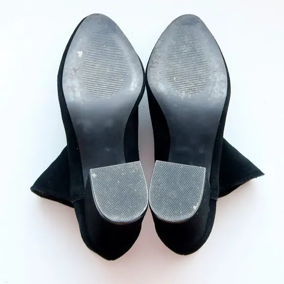 Steve Madden Rookie Black Suede Leather Block Heel Ankle Boots Booties Size 8