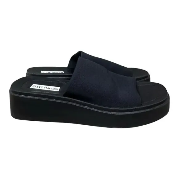 Steve Madden Shoes Women Size 10 US Sandals Black Platform Wedge Slides Comfort