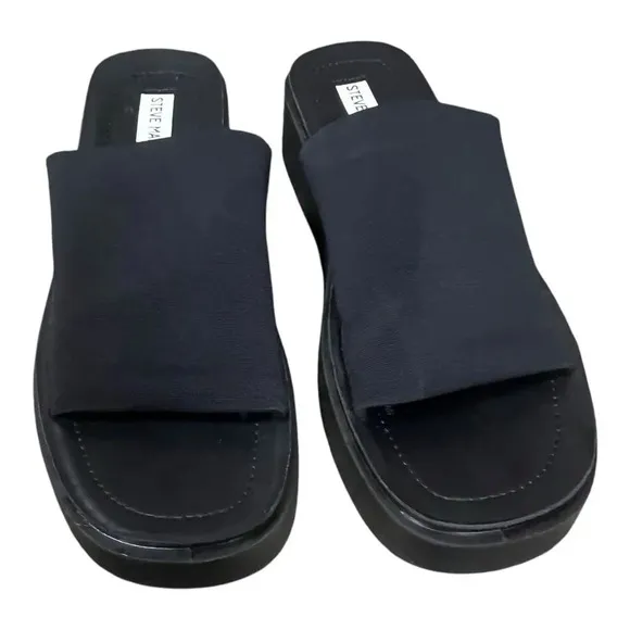 Steve Madden Shoes Women Size 10 US Sandals Black Platform Wedge Slides Comfort