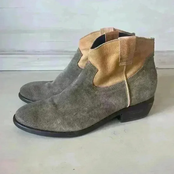 Steve Madden Womens 7.5 Western Cowgirl Suede Booties Leather Round Boots Boho