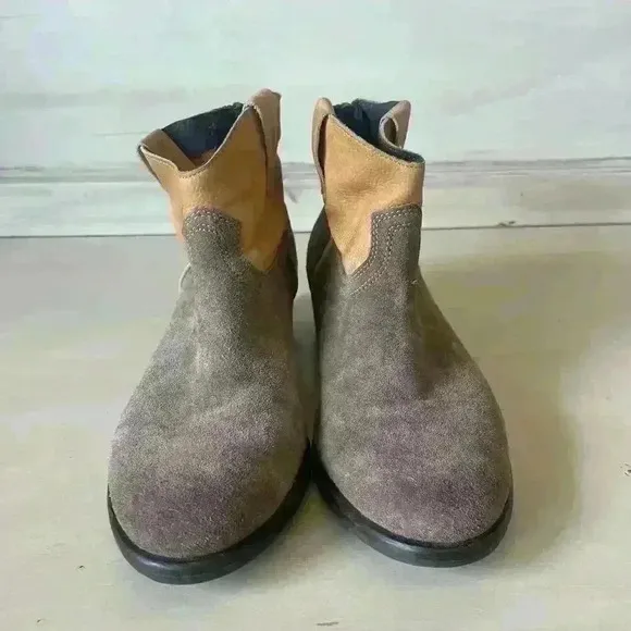 Steve Madden Womens 7.5 Western Cowgirl Suede Booties Leather Round Boots Boho