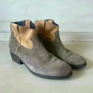 Steve Madden Womens 7.5 Western Cowgirl Suede Booties Leather Round Boots Boho