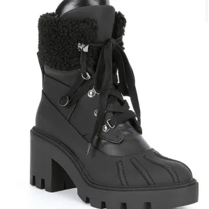 Steve MaddenNorthern Faux Fur Detail Lace-Up Chunky Lug Sole Hiker Boots