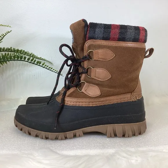STORM BY COUGAR CLAUDIA WATERPROOF DUCK RAIN BOOTS CHECKED SUEDE SZ 7