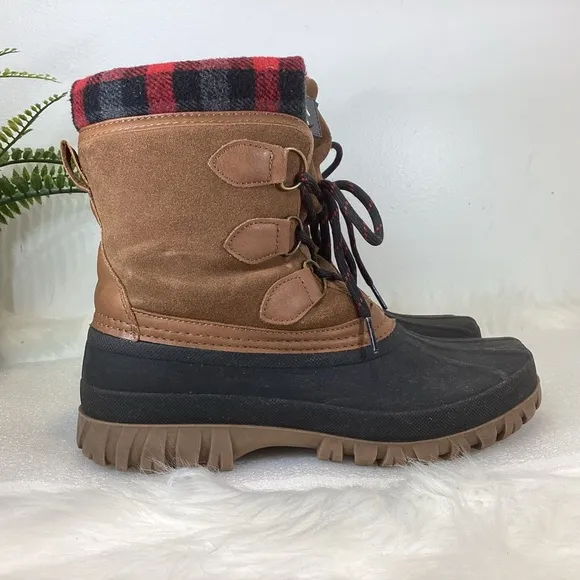 STORM BY COUGAR CLAUDIA WATERPROOF DUCK RAIN BOOTS CHECKED SUEDE SZ 7