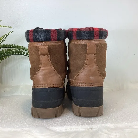STORM BY COUGAR CLAUDIA WATERPROOF DUCK RAIN BOOTS CHECKED SUEDE SZ 7