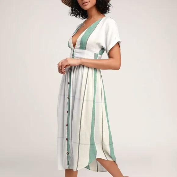 Striped Button-Up Midi Dress - Casual &amp; Chic | Classic Shirt Dress