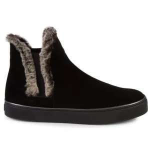 Stuart Weitzman Black Fur-Trim Ankle Boots Sz 6