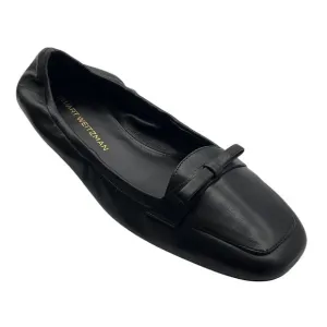 Stuart Weitzman Black Pre-Fall 2024 Bow Detail Leather Loafers