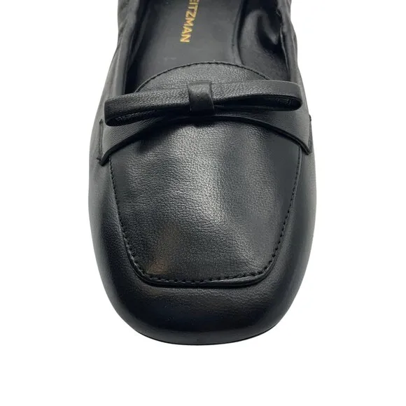 Stuart Weitzman Black Pre-Fall 2024 Bow Detail Leather Loafers