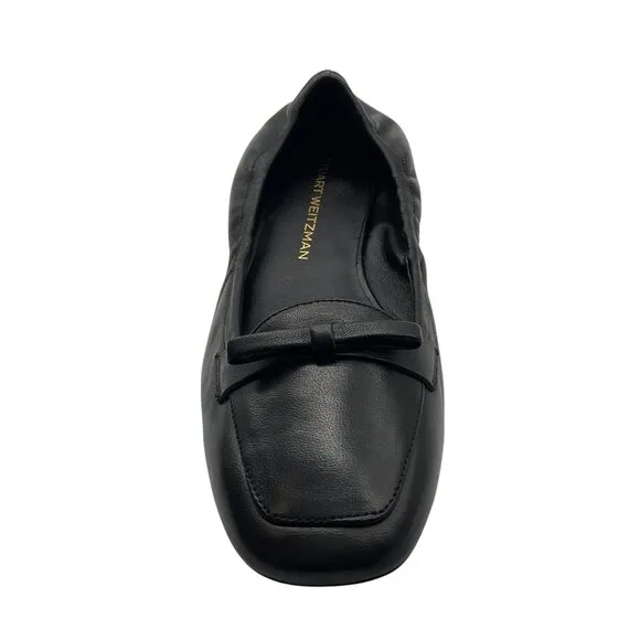 Stuart Weitzman Black Pre-Fall 2024 Bow Detail Leather Loafers