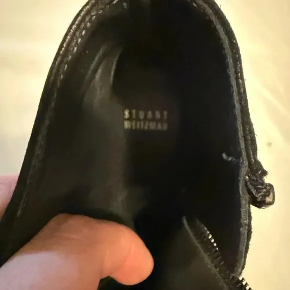 STUART WEITZMAN black Sidetrack suede wedge ANKLE BOOTS sz 7.5
